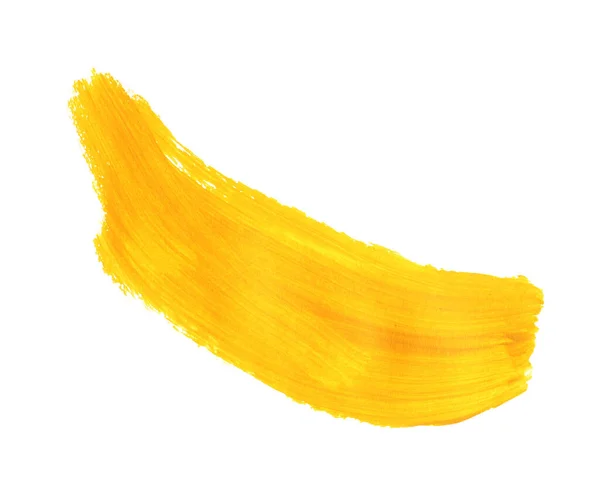 Gelber Pinselstrich Auf Weißem Hintergrund Draufsicht — Stockfoto