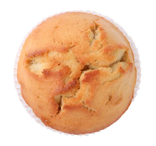 Sabroso Muffin Aislado Blanco Vista Superior — Foto de Stock