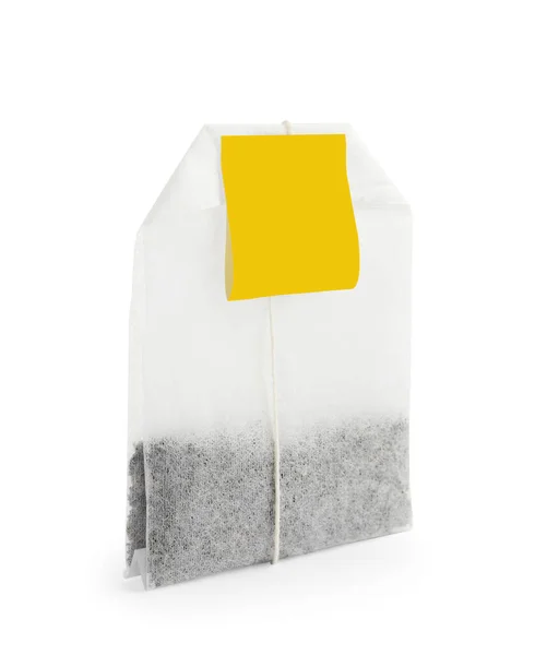 New Tea Bag Tab Isolated White — Stock Photo, Image