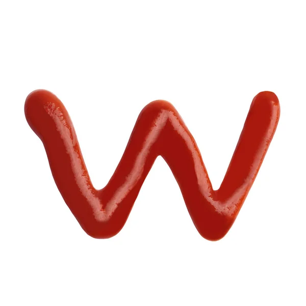 字母W 带有白色背景的番茄酱 — 图库照片