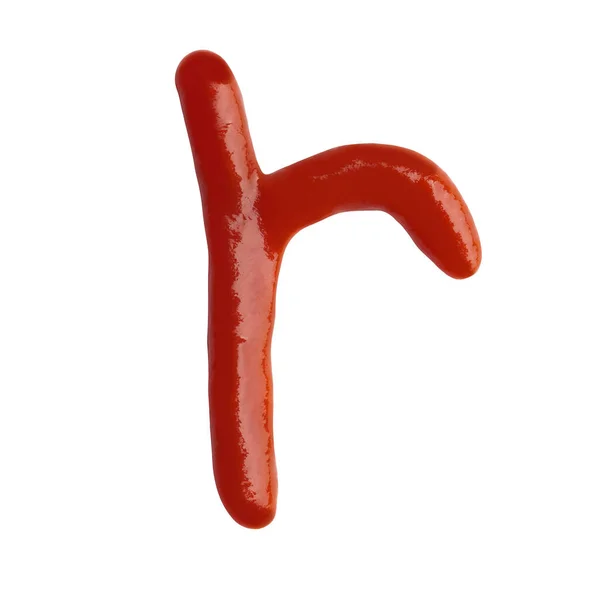 Lettera Scritta Con Ketchup Sfondo Bianco — Foto Stock