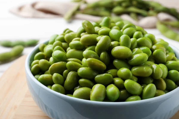 Bowl Delicious Edamame Beans Table Closeup — Foto de Stock