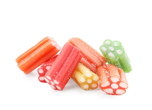 Pile Tasty Colorful Jelly Candies White Background — Stock Photo, Image