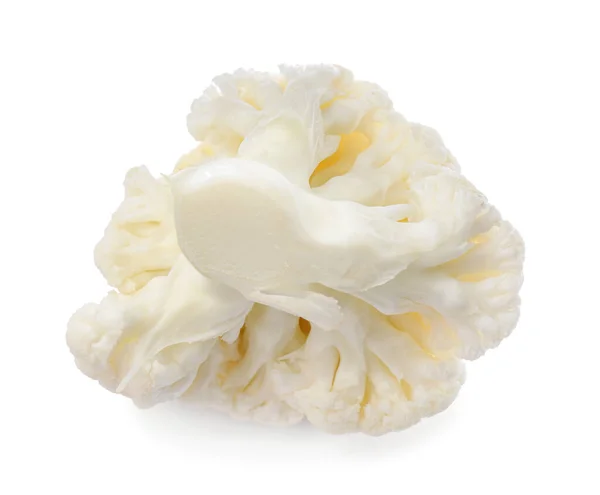 stock image Cut fresh raw cauliflower on white background, top view