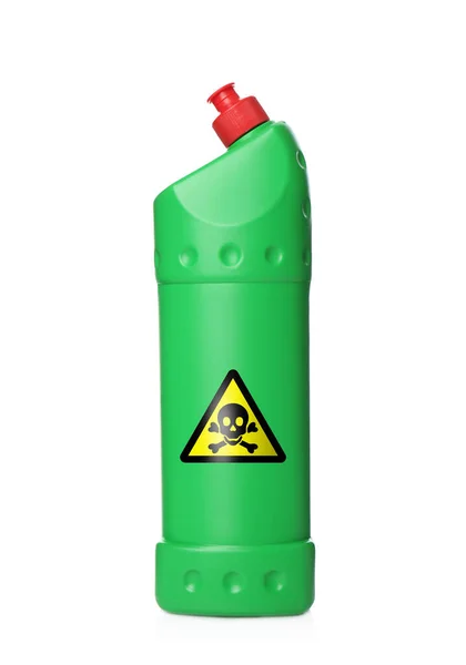 Botella Producto Químico Tóxico Para Hogar Con Señal Advertencia Sobre — Foto de Stock