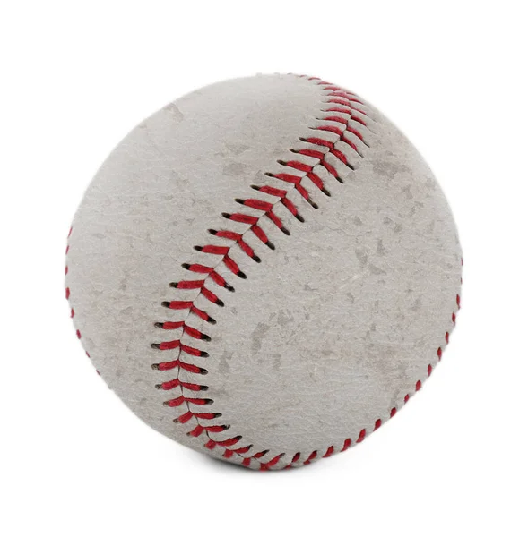 Vieille Balle Baseball Usée Sur Fond Blanc — Photo