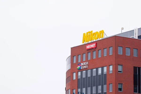 Варшава Польша Сентября 2022 Года Здание Логотипами Nikon Neonet North — стоковое фото