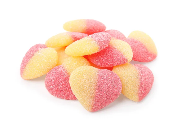 Stos Smaczne Kolorowe Cukierki Galaretki Białym Tle — Zdjęcie stockowe