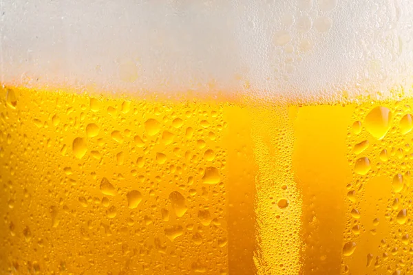 Glass Tasty Cold Beer Foam Condensation Drops Background Closeup — Stock Photo, Image
