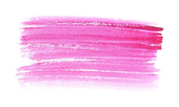 Beyaz Arkaplanda Fırçayla Çizilmiş Pembe Boya Darbesi Üst Görünüm — Stok fotoğraf