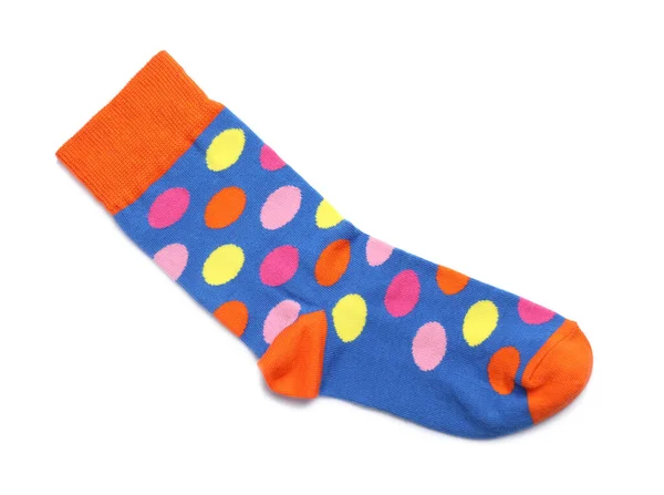 Neue Socke Mit Muster Isoliert Auf Weiß Ansicht Von Oben — Stockfoto