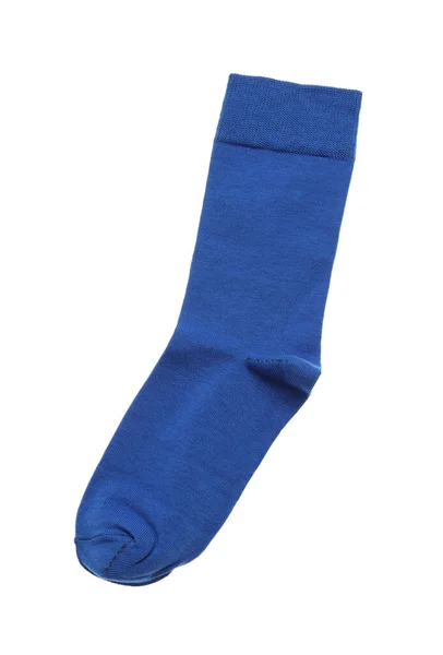 Μπλε Κάλτσα Απομονωμένη Λευκό Πάνω Όψη — Φωτογραφία Αρχείου