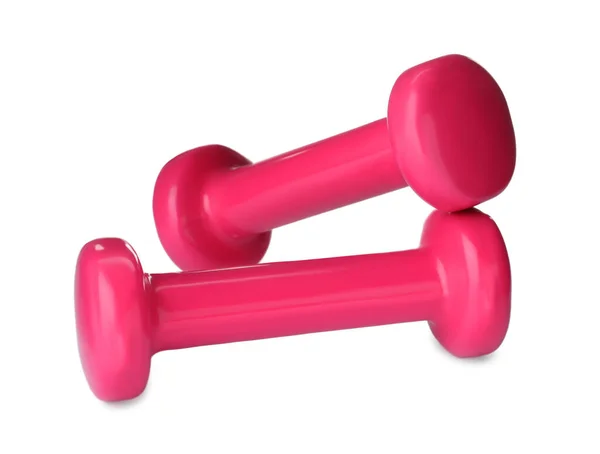 Pink Dumbbells White Background Weight Training Equipment — Foto Stock