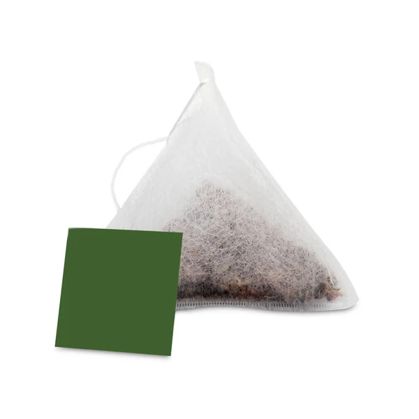 Beyaz Renkte Izole Edilmiş Yeni Piramit Çay Poşeti — Stok fotoğraf