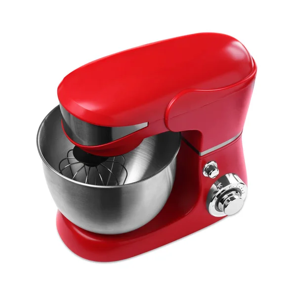 Modern Red Stand Mixer Isolated White — 图库照片