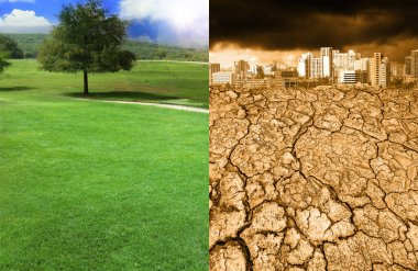Çevre kirliliği tarafından yok edilen Dünya 'yı tasvir eden kavramsal fotoğraf