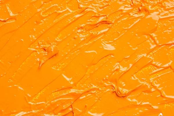 Beautiful Strokes Orange Oil Paint Background Closeup — Stockfoto