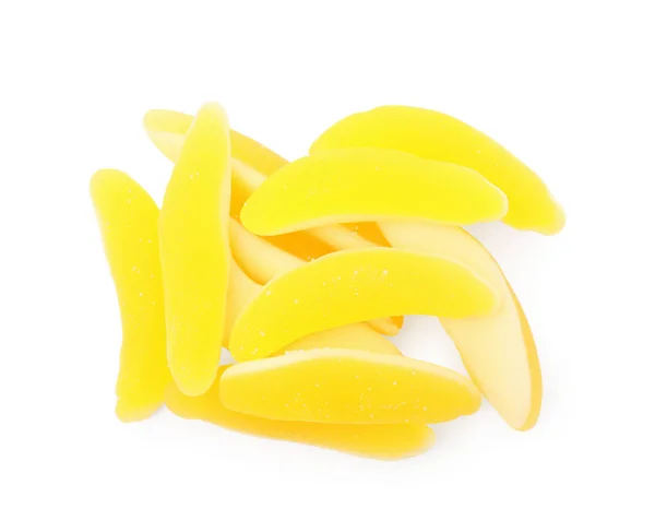 Haufen Leckerer Bunter Gelee Bonbons Auf Weißem Hintergrund Draufsicht — Stockfoto