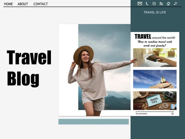 Homepage Design Cestování Blog Webové Stránky — Stock fotografie