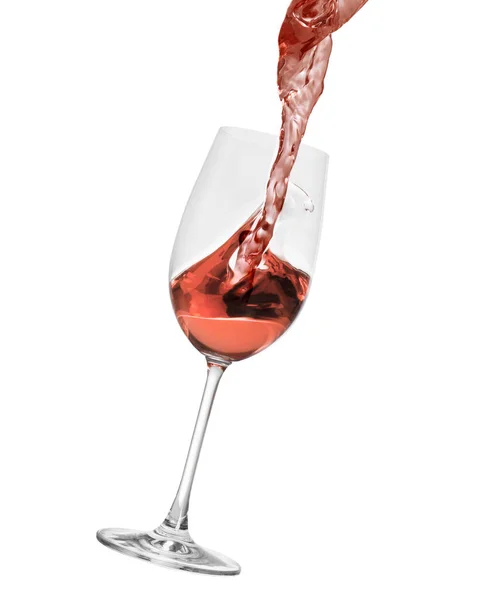 Verter Delicioso Vino Rosas Vaso Sobre Fondo Blanco —  Fotos de Stock
