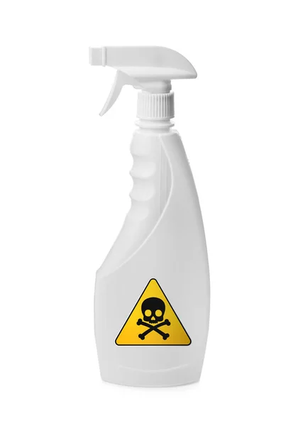 Botella Producto Químico Tóxico Para Hogar Con Señal Advertencia Sobre — Foto de Stock
