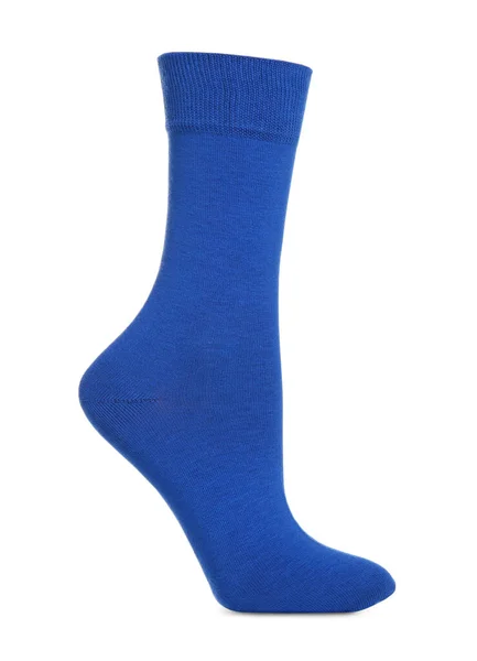Modrá Ponožka Izolovaná Bílém Příslušenství Obuvi — Stock fotografie
