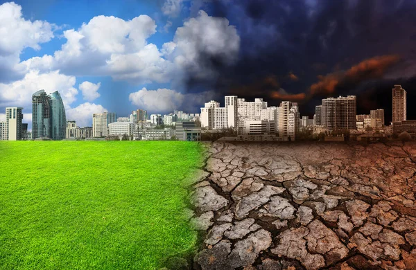 環境汚染によって破壊された地球を描いたコンセプチュアルな写真 — ストック写真