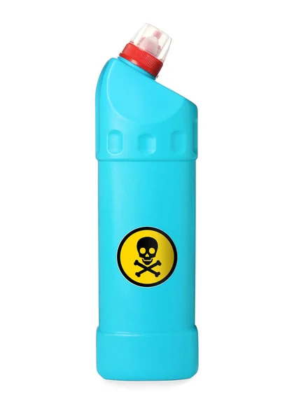 Bottle Toxic Household Chemical Warning Sign White Background — Stock Photo, Image