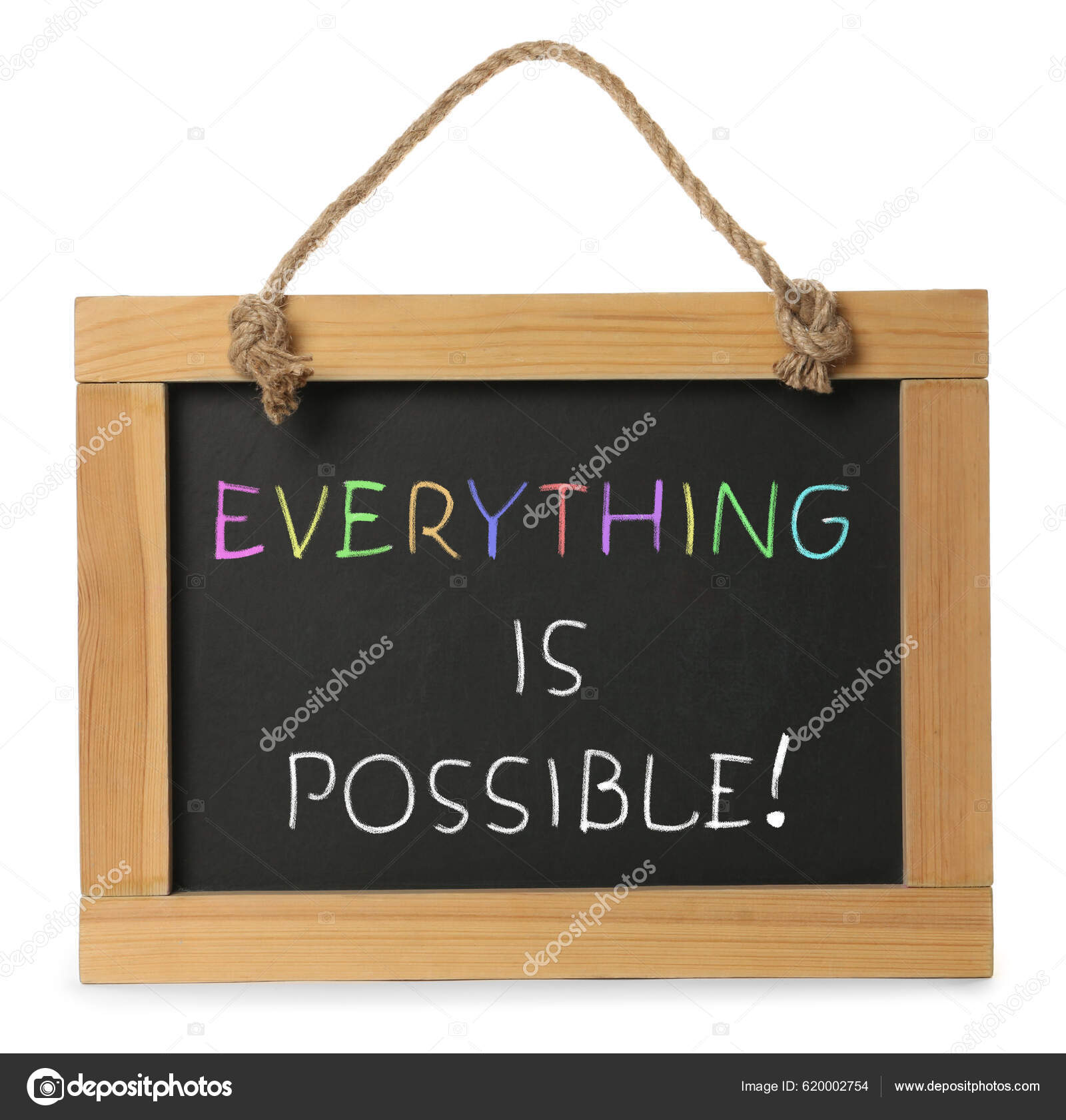 Small Chalkboard Motivational Quote Everything Possible White