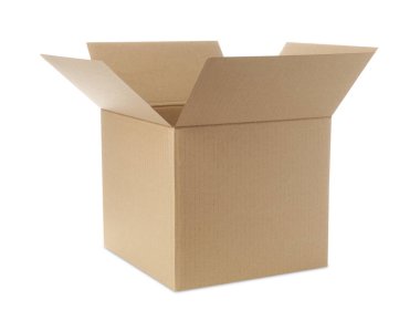 One open cardboard box on white background clipart