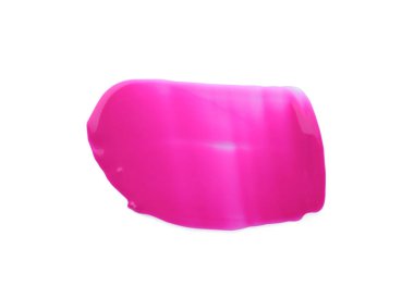 Beyaz arkaplanda pembe boya örneği, üst görünümde.