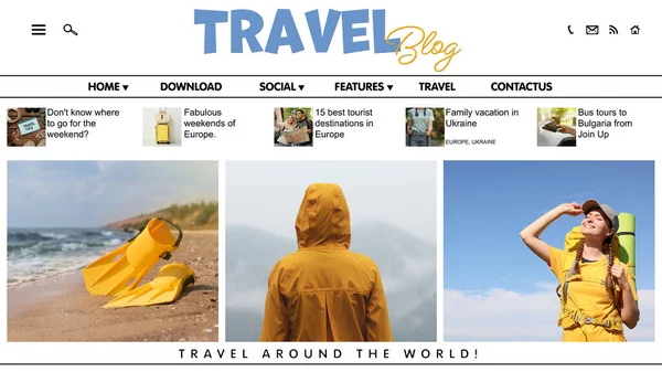 Дизайн Сайта Блога Путешествиях — стоковое фото