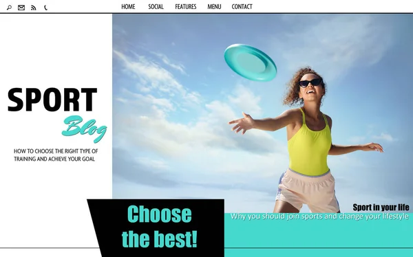 Homepage Design Del Blog Sport Sito Web — Foto Stock