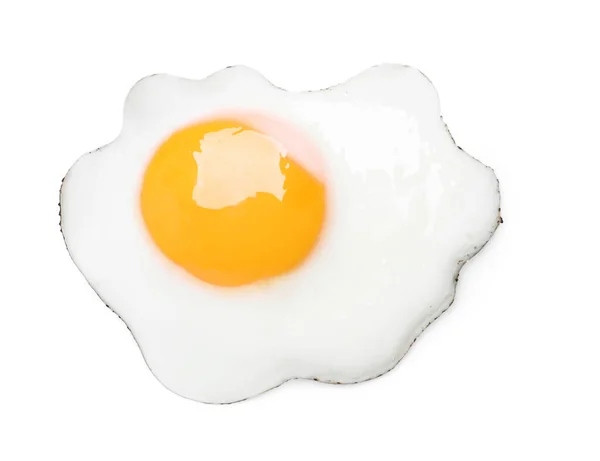 Smaklig Stekt Kyckling Ägg Isolerad Vit Ovanifrån — Stockfoto