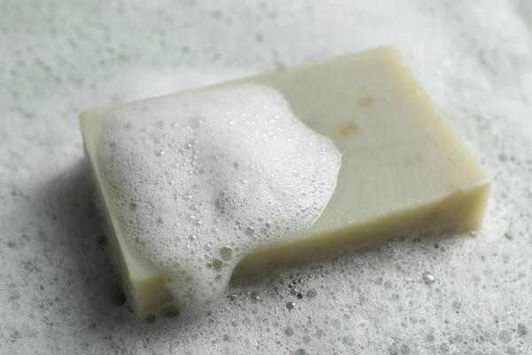 Closeup View Soap Fluffy Foam — Stock Photo, Image