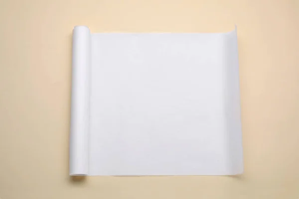 Roll Baking Paper Beige Background Top View — Stock Photo, Image