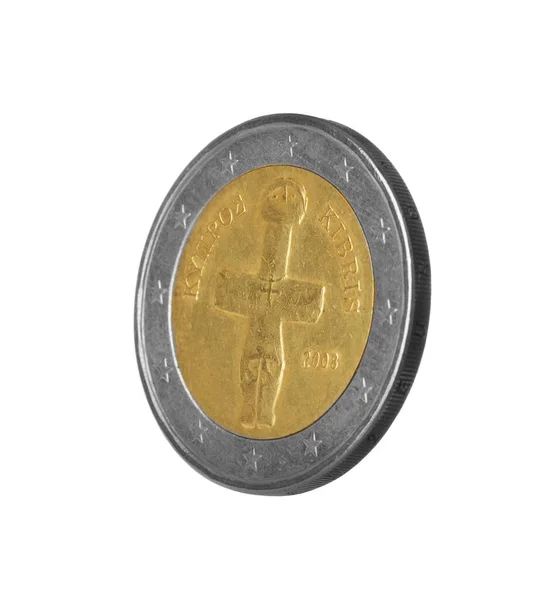 Europäische Zwei Cent Münze Isoliert Auf Weiß — Stockfoto