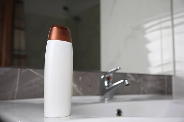 Bottle Shower Gel Sink Bathroom Space Text — Stock Photo, Image