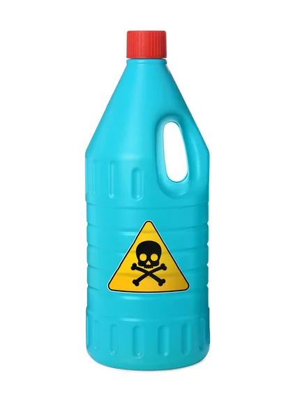 Bottle Toxic Household Chemical Warning Sign White Background — Stock Photo, Image