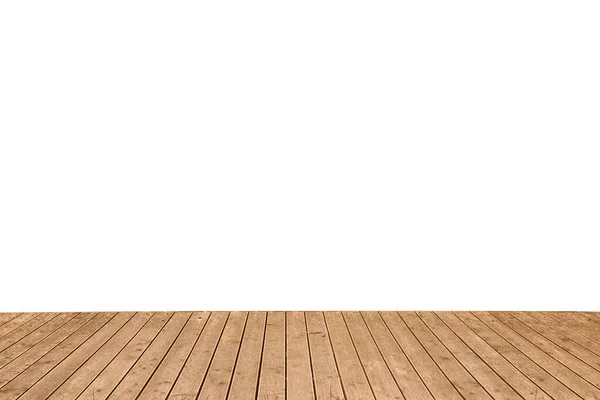 Prázdný Dřevěný Povrch Izolovaný Bílém Mockup Pro Design — Stock fotografie