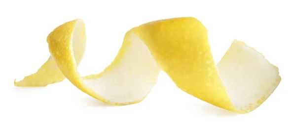 Свежая Лимонная Кожура Белом Фоне Цитрусовая Цедра — стоковое фото