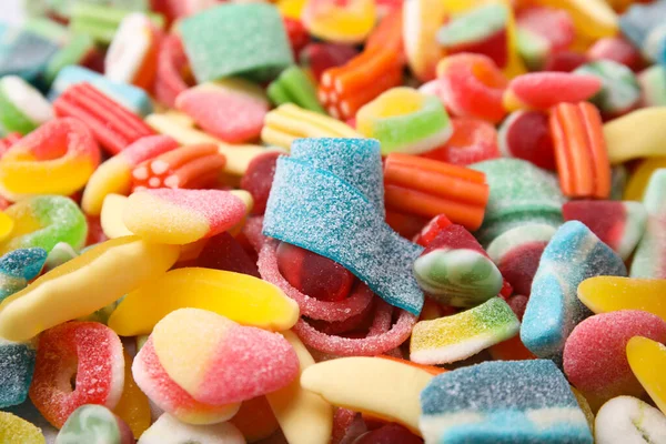 Smaczne Kolorowe Cukierki Galaretki Jako Tło Zbliżenie — Zdjęcie stockowe
