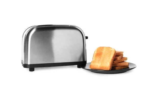 Сучасний Тостер Хліб Білому Тлі — стокове фото