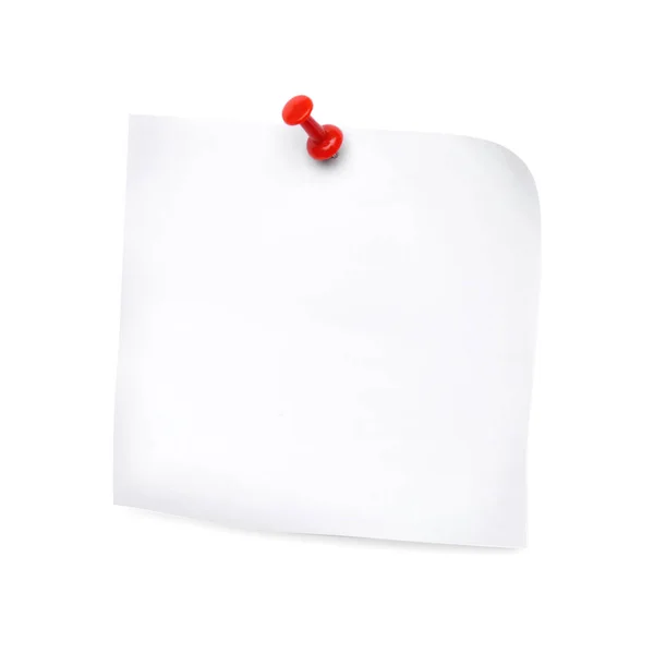 Blank Note Pinned White Background Top View — Foto Stock