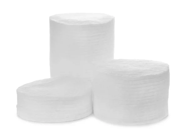 Empilements Tampons Coton Sur Fond Blanc — Photo