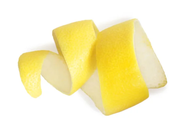Fresh Lemon Peel White Background Top View Citrus Zest — Stock Photo, Image