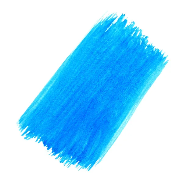 Blauwe Verfslag Getekend Met Penseel Witte Achtergrond Bovenaanzicht — Stockfoto