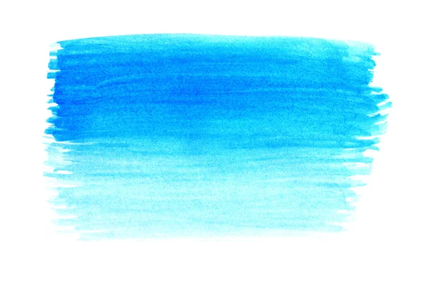 Blue Paint Stroke Drawn Brush White Background Top View — Stock Photo, Image