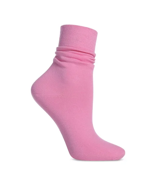 Růžová Ponožka Izolovaná Bílém Příslušenství Obuvi — Stock fotografie