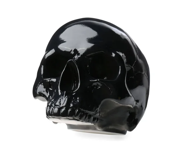 Black Glossy Human Skull Isolated White Royalty Free Stock Images